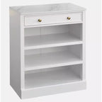 Lifestorey Monza Modular Cabinet with Faux Marble Top 1 Drawer and Shelves White: Brass Knobs, Faux Marble Top, MDF Storage Server