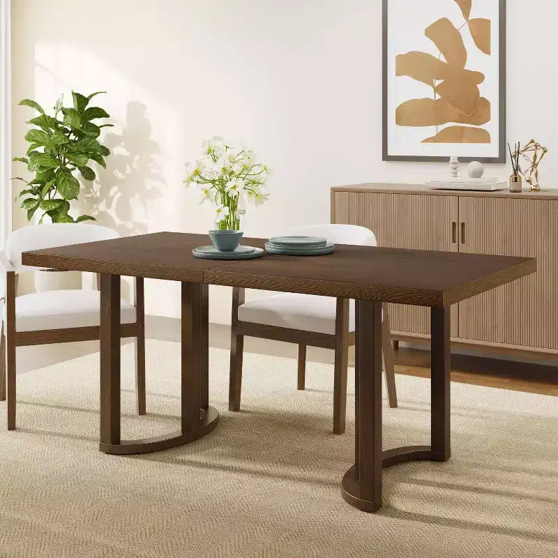 Christopher Knight Home Nicholas Tavolo da pranzo rettangolare moderno 6 posti in legno di caucciù da 69" Noce