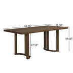 Christopher Knight Home Nicholas Tavolo da pranzo rettangolare moderno 6 posti in legno di caucciù da 69" Noce