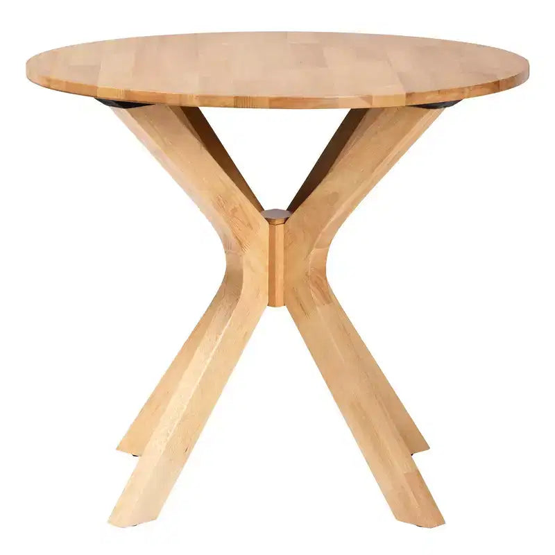Baxton Studio Tavolo da pranzo rotondo Kenji in legno da 34" di larghezza, marrone naturale: legno di caucciù, 4 posti