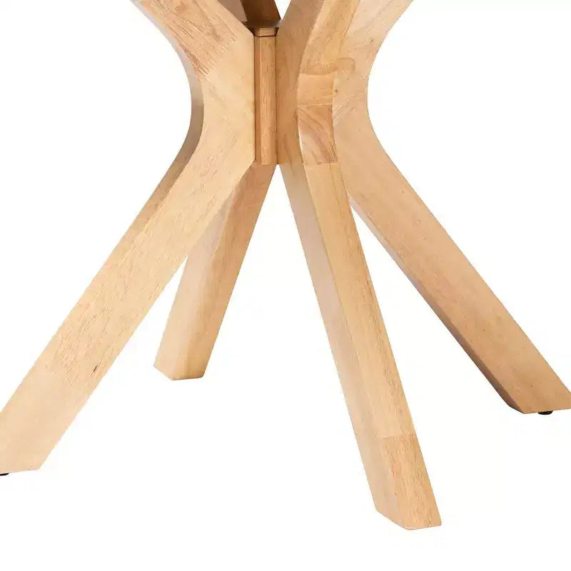 Baxton Studio Tavolo da pranzo rotondo Kenji in legno da 34" di larghezza, marrone naturale: legno di caucciù, 4 posti
