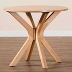 Baxton Studio Tavolo da pranzo rotondo Kenji in legno da 34" di larghezza, marrone naturale: legno di caucciù, 4 posti