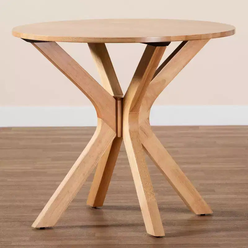 Baxton Studio Tavolo da pranzo rotondo Kenji in legno da 34" di larghezza, marrone naturale: legno di caucciù, 4 posti