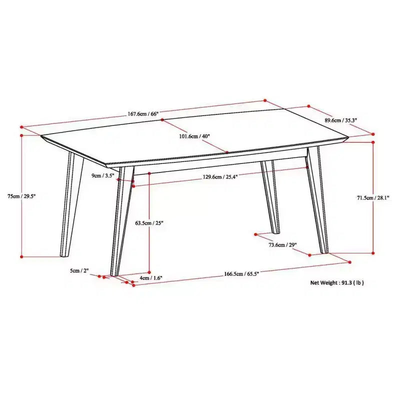 Tavolo da pranzo rettangolare Tierney stile metà secolo, marrone teak - WyndenHall