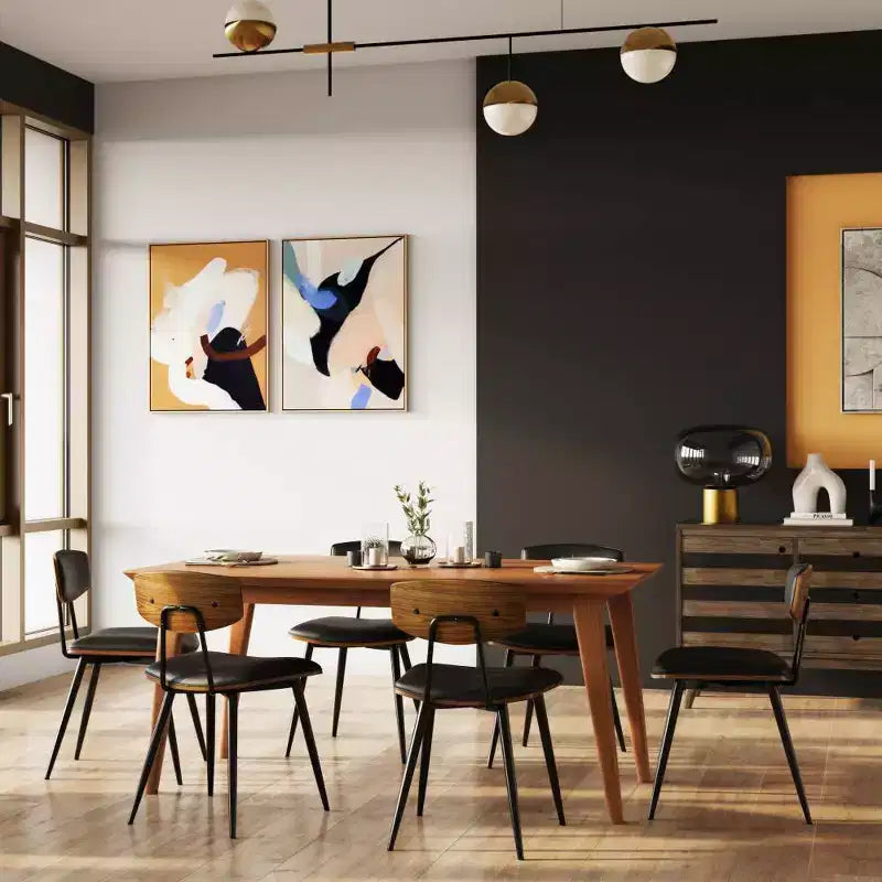 Tavolo da pranzo rettangolare Tierney stile metà secolo, marrone teak - WyndenHall