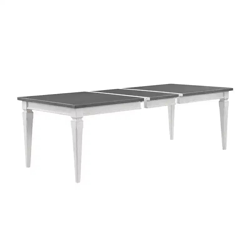 Tavolo da pranzo Katia da 90" grigio rustico e bianco anticato - Acme Furniture: Allungabile, 8 posti