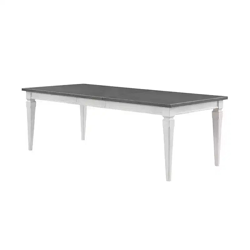 Tavolo da pranzo Katia da 90" grigio rustico e bianco anticato - Acme Furniture: Allungabile, 8 posti