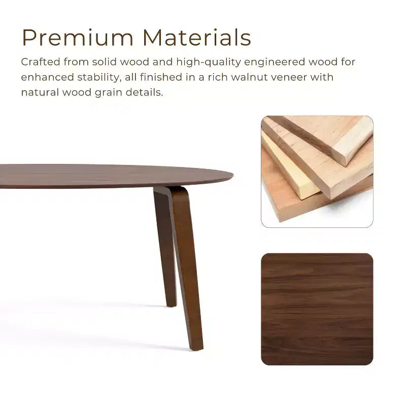 HOMES: Inside + Out Set da pranzo ovale Sandy Cove Mid-Century Modern 7 pezzi, noce
