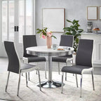 Set da pranzo retrò Torrance di Buylateral, 5 pezzi, con sedili imbottiti e schienali alti, bianco/cromo/grigio