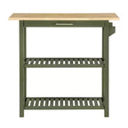 Breighton Home Designs2Go Isola per la preparazione della cucina a 3 livelli con tagliere in blocco macellaio e cassetto, verde salvia scuro/blocco macellaio