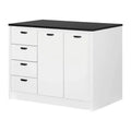 South Shore Amaro Kitchen with Island Faux Black Stone White: Laminate Surface, Particle Board Frame, Storage Cart