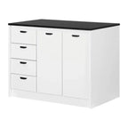South Shore Amaro Kitchen with Island Faux Black Stone White: Laminate Surface, Particle Board Frame, Storage Cart