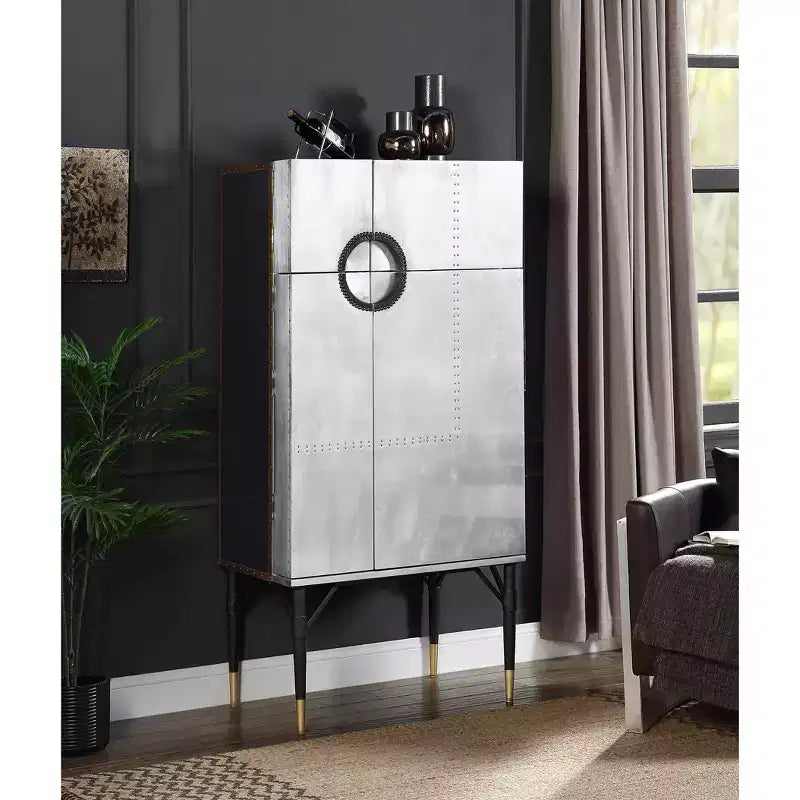 Rastrelliera per vini Yoela in pelle e alluminio da 31,5" - Acme Furniture