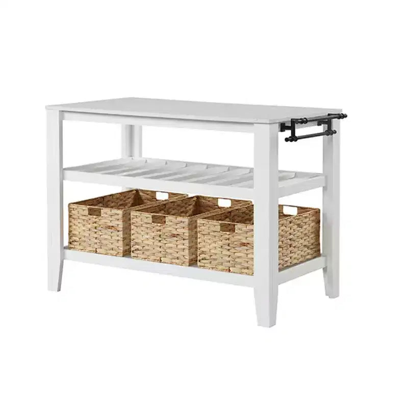 50" Sezye Kitchen Carts and Islands White Finish - Acme Furniture: Marble Top, 2 Shelves, No Tools Assembly