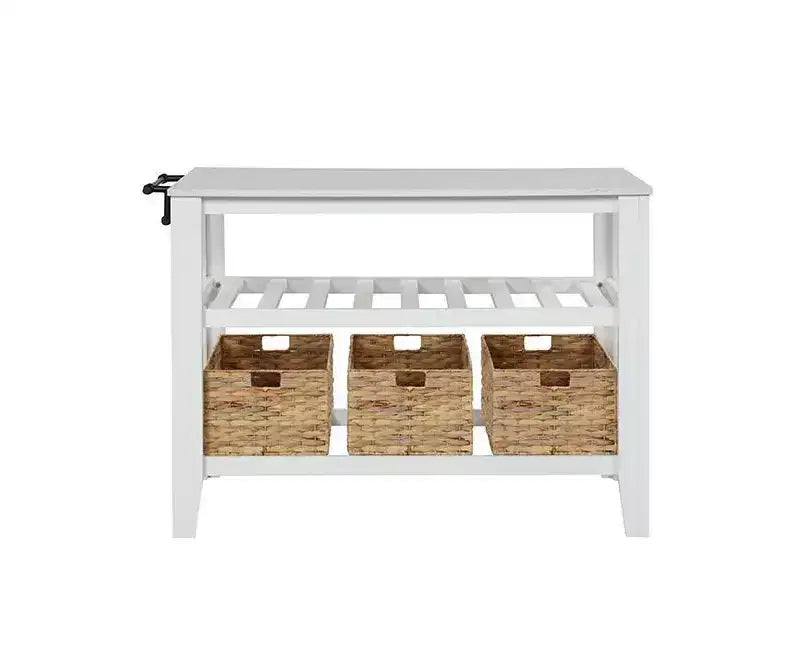 Carrelli e isole da cucina Sezye da 50" con finitura bianca - Acme Furniture: Piano in marmo, 2 ripiani, montaggio senza attrezzi