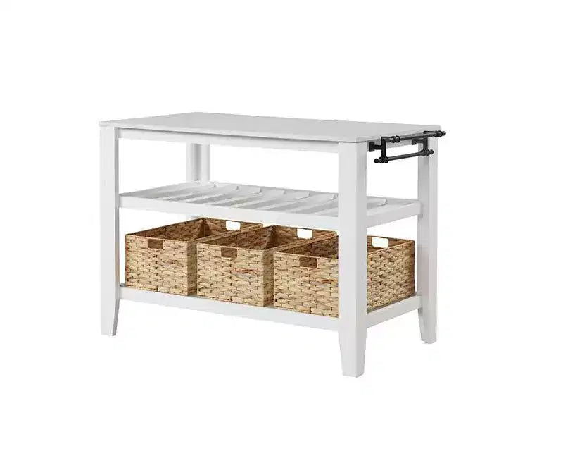 Carrelli e isole da cucina Sezye da 50" con finitura bianca - Acme Furniture: Piano in marmo, 2 ripiani, montaggio senza attrezzi
