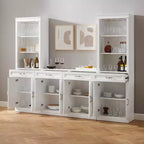 Crosley 95" Stanton Set Credenza e Mobile Bar 3 Pezzi Bianco: Contenitore Tradizionale, Design a Cristalliera