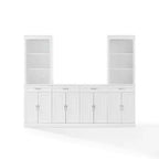 Crosley 95" Stanton Set Credenza e Mobile Bar 3 Pezzi Bianco: Contenitore Tradizionale, Design a Cristalliera