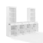 Crosley 95" Stanton Set Credenza e Mobile Bar 3 Pezzi Bianco: Contenitore Tradizionale, Design a Cristalliera
