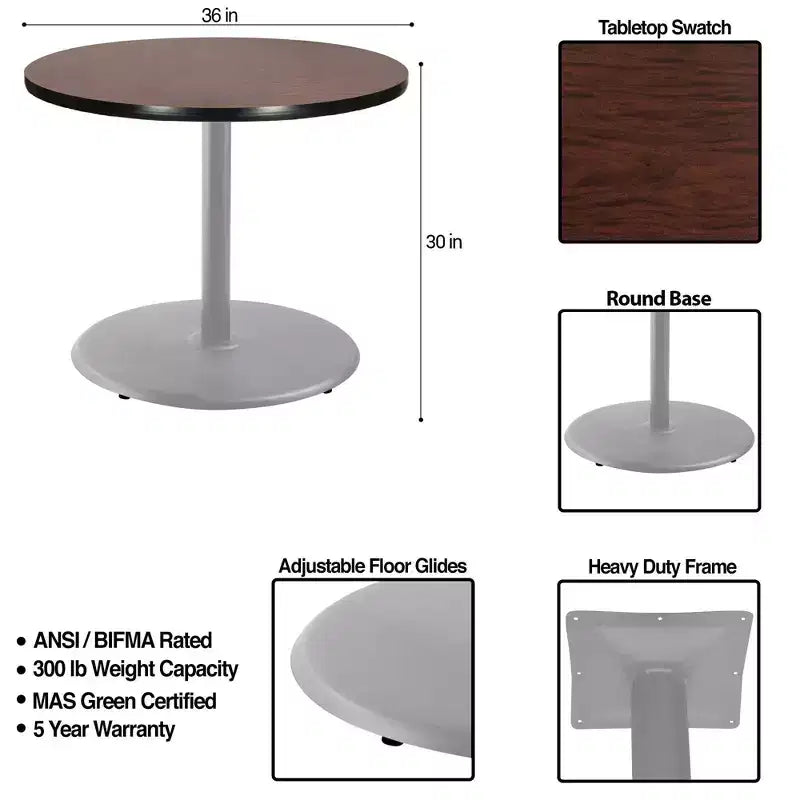 Tavolo da pranzo rotondo da 30" della collezione Bennet di Hampden Furnishings, grigio/mogano