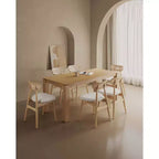 Manhattan Comfort Set da pranzo rettangolare 7 pezzi Rockaway e Colbert 70.86", naturale/farina d'avena: chic industriale, legno di frassino, 6 sedie