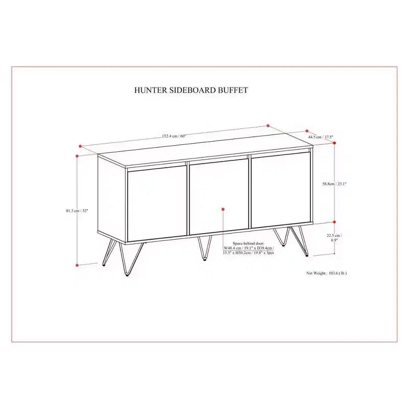 WyndenHall Moreno Buffet Consolle Impiallacciato Rovere