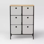 Fabric 6 Bin Tall Vertical Dresser Black Frame - Room Essentials™ (Assembly Required)