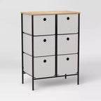 Cassettiera Verticale Alta a 6 Scomparti in Tessuto con Telaio Nero - Room Essentials™ (Montaggio richiesto)