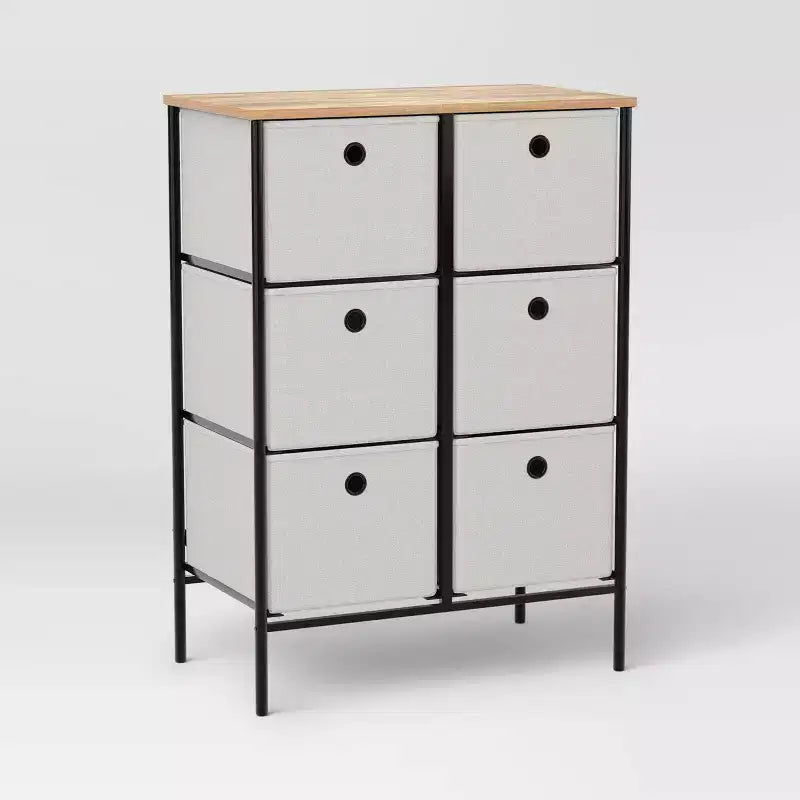 Cassettiera Verticale Alta a 6 Scomparti in Tessuto con Telaio Nero - Room Essentials™ (Montaggio richiesto)