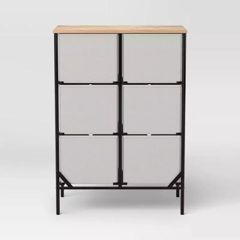 Cassettiera Verticale Alta a 6 Scomparti in Tessuto con Telaio Nero - Room Essentials™ (Montaggio richiesto)