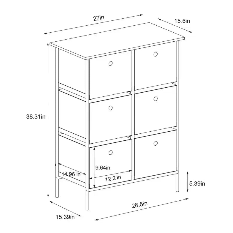 Cassettiera Verticale Alta a 6 Scomparti in Tessuto con Telaio Nero - Room Essentials™ (Montaggio richiesto)