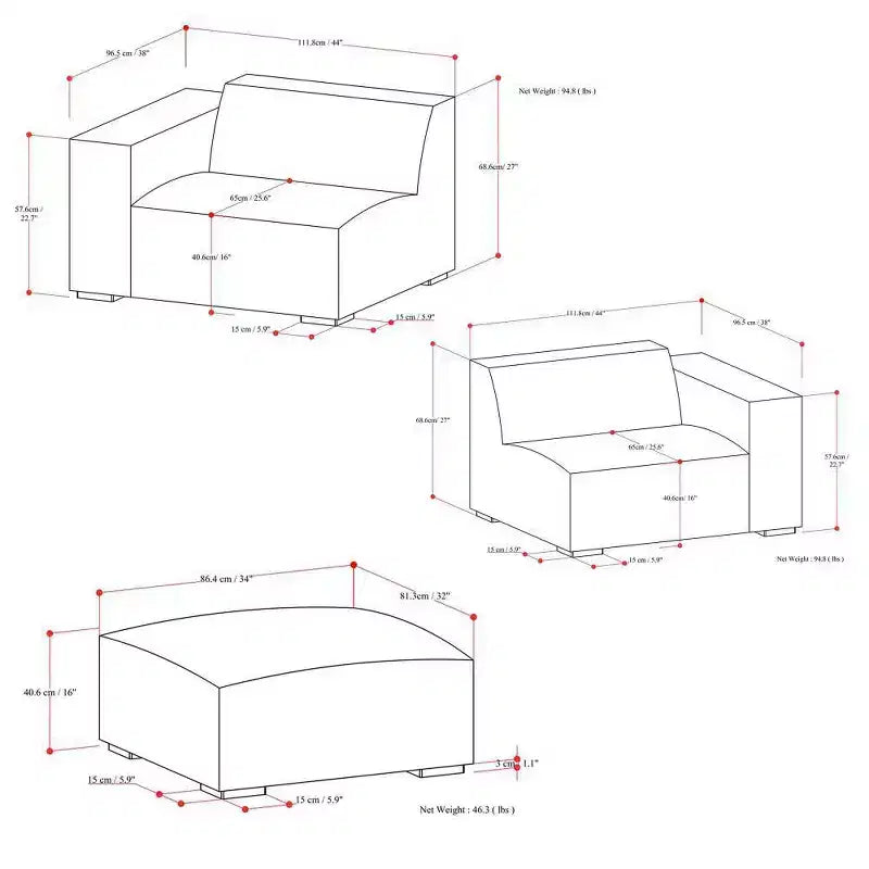 Divano a 2 posti con pouf WyndenHall Biggs Grigio Chiaro