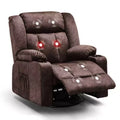 COMHOMA Massage Side Lever Recliner Chair Heated Rocker 360 Swiveling Sofa Brown