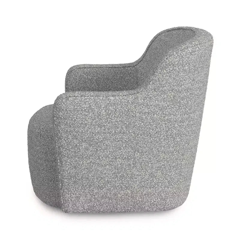 Poltrona girevole imbottita HomePop in bouclé bianco/grigio