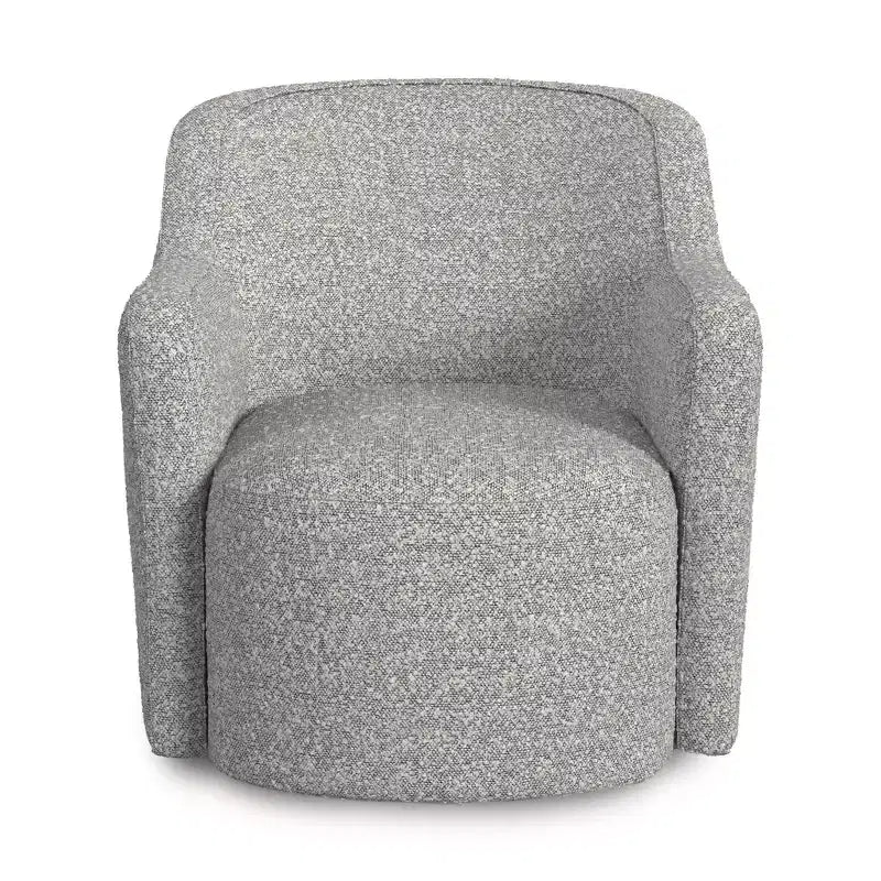 Poltrona girevole imbottita HomePop in bouclé bianco/grigio