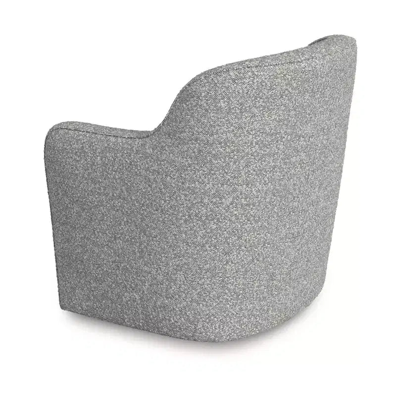 Poltrona girevole imbottita HomePop in bouclé bianco/grigio