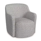 Poltrona girevole imbottita HomePop in bouclé bianco/grigio