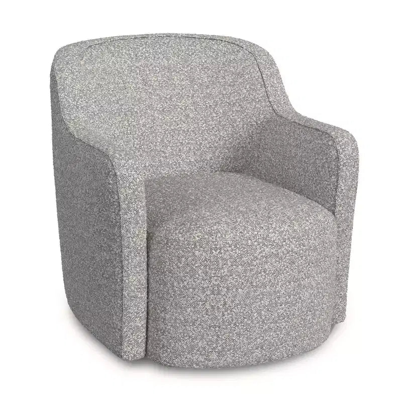 Poltrona girevole imbottita HomePop in bouclé bianco/grigio