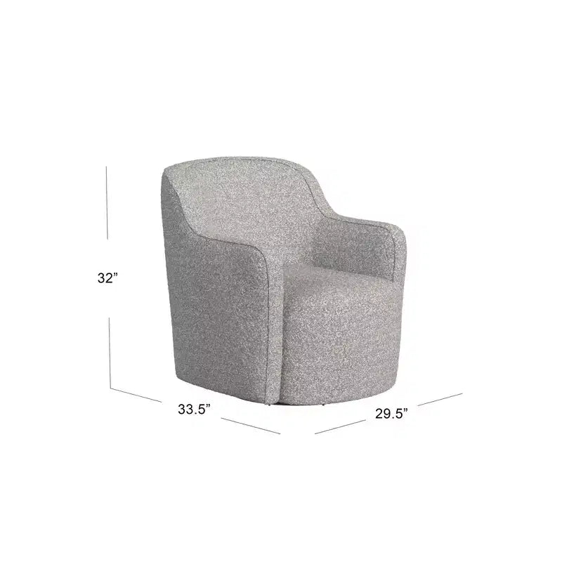 Poltrona girevole imbottita HomePop in bouclé bianco/grigio