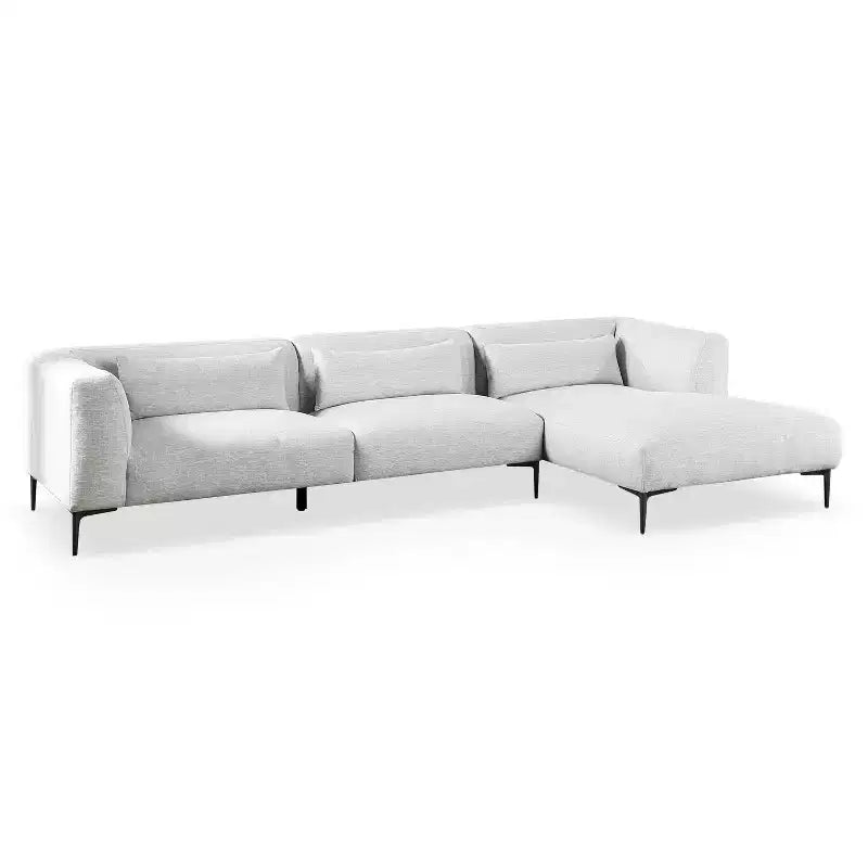 HOMES: Inside + Out Plumeria L Shaped Sectional Right Chaise with Feather Blend Cushions Light Gray