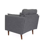 Poltrona club trapuntata Symonds Christopher Knight Home con cuscini decorativi, carbone/noce