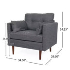 Poltrona club trapuntata Symonds Christopher Knight Home con cuscini decorativi, carbone/noce