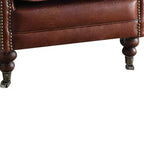 Poltrona Accent Acme Furniture Leeds in Pelle Fiore Vintage Marrone Scuro