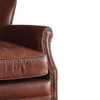 Poltrona Accent Acme Furniture Leeds in Pelle Fiore Vintage Marrone Scuro