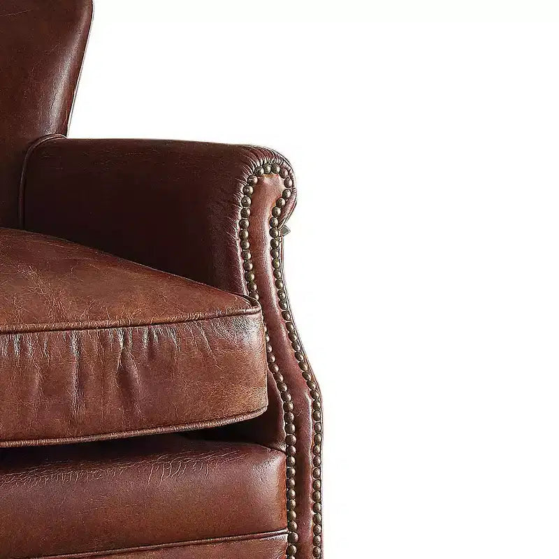 Poltrona Accent Acme Furniture Leeds in Pelle Fiore Vintage Marrone Scuro