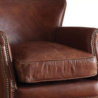 Poltrona Accent Acme Furniture Leeds in Pelle Fiore Vintage Marrone Scuro