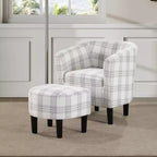 Breighton Home Prendete Posto Poltrona Accent Churchill con Ottomana in Plaid Grigio