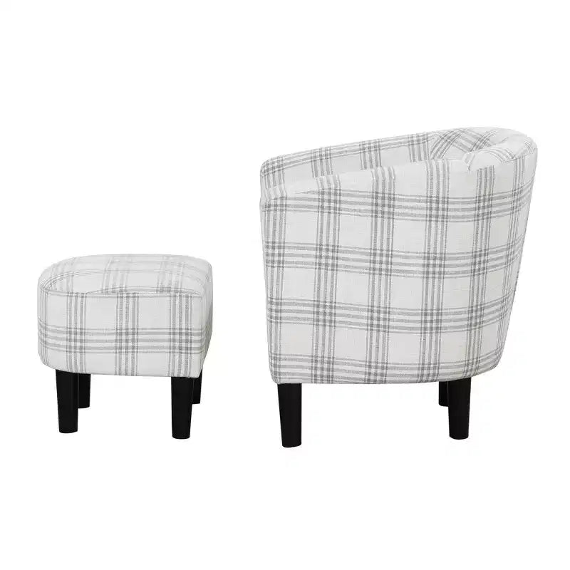 Breighton Home Prendete Posto Poltrona Accent Churchill con Ottomana in Plaid Grigio