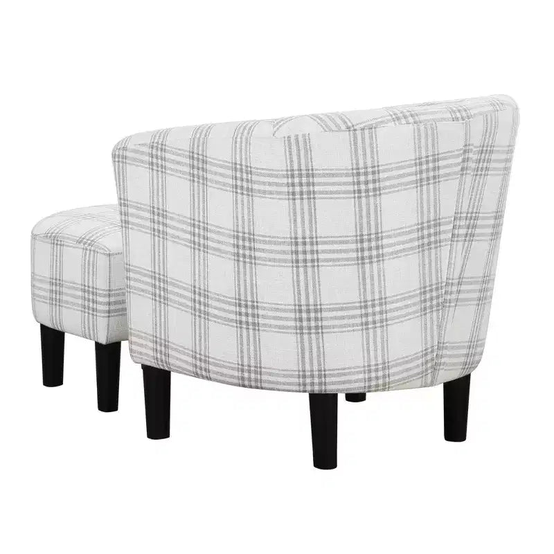 Breighton Home Prendete Posto Poltrona Accent Churchill con Ottomana in Plaid Grigio