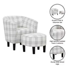 Breighton Home Prendete Posto Poltrona Accent Churchill con Ottomana in Plaid Grigio